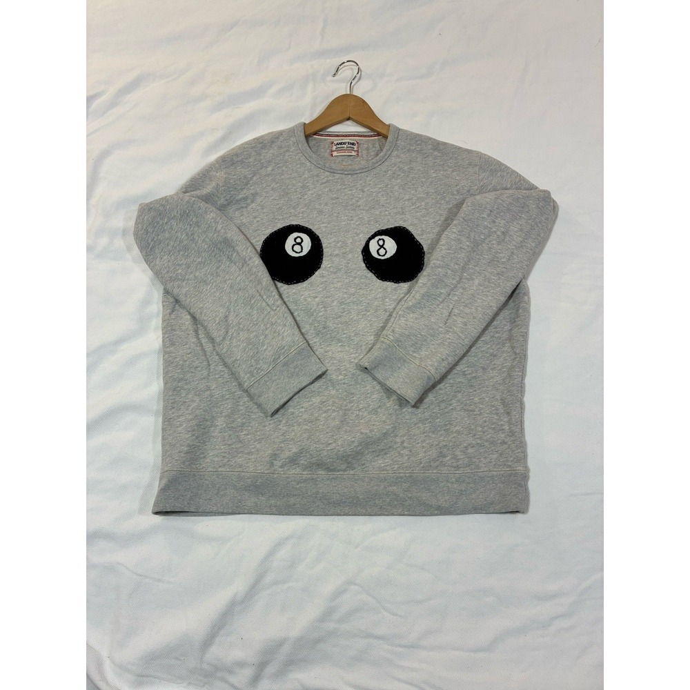 Lands' End Serious Sweats 8-Ball Eyes Crewneck Sweatshirt‎ Men's XL (46-48) Rare